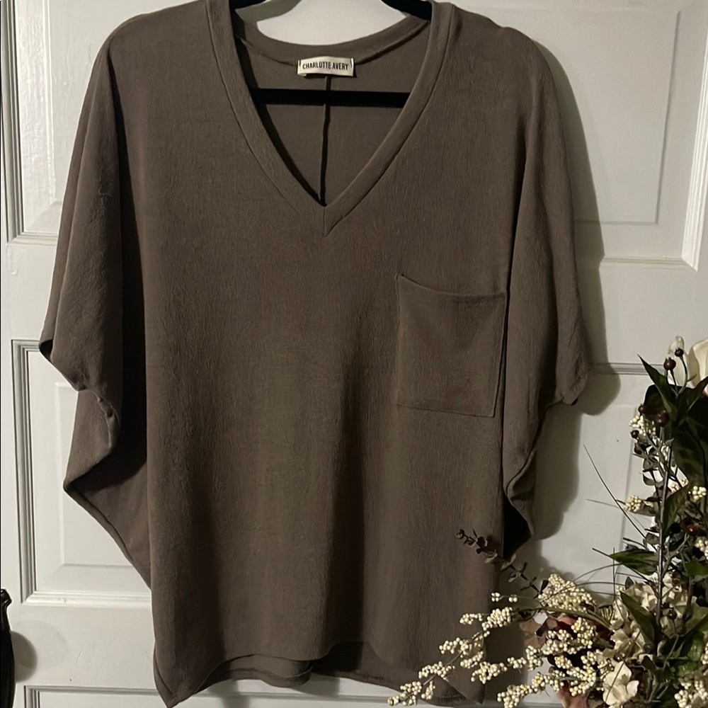 Charlotte Russe Women's Brown V-Neck Top